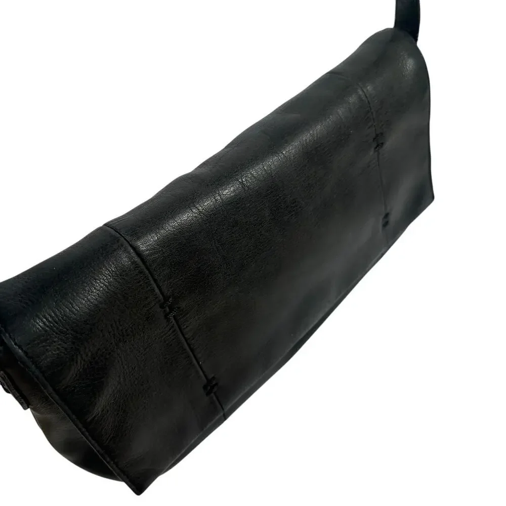 Naturalizer Genuine Leather‎ Shoulder Bag Purse Black Y2K Moto Biker Rectangle